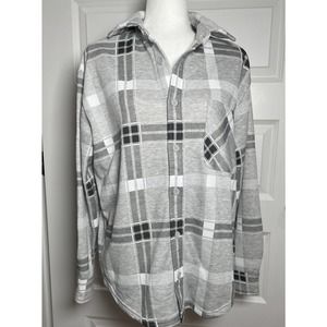 Refuge Athletics NWT New Gray White Button Up Long Sleeve Woman’s Relaxed S